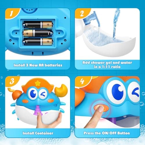 Bath Toys,Light Up Baby Bath Toys Bath Bubble Machine with Colourful RGB Light Great Birthday for Toddler Boys and Girls Tub Toy for Kids Ages 1-3 4-8 - Thumbnail 5
