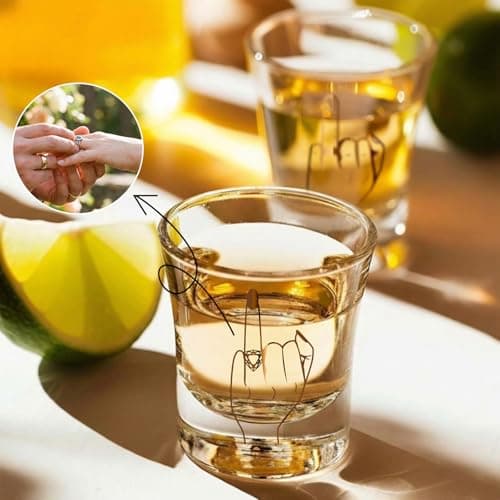 4Pcs Engagement gifts for couples Ring Finger Wine&Whiskey&Shot Glass Set Just Married Gift,Mr and Mrs Wedding Newlyweds Bridal Shower gifts for women Fiance Fiancee Couples Bridal,Bachelorette - Thumbnail 3