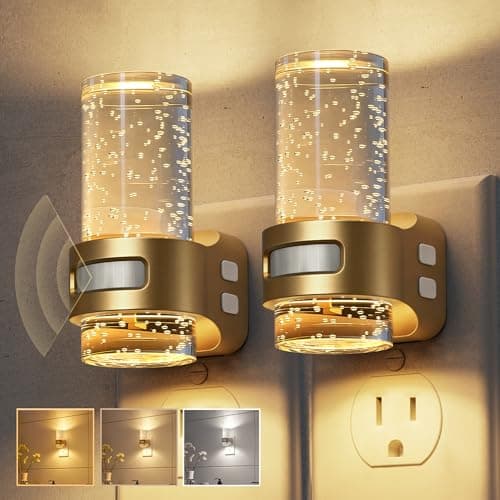 L LOHAS LED Motion Sensor Night Light, 2 Pack Bubble Night Lights Plug into Wall,3CCT Color Temperature Change MINI Night-Light,Dimmable Nightlights with Dusk to Dawn Sensor for Rooms Bathroom Hallway - Image 1