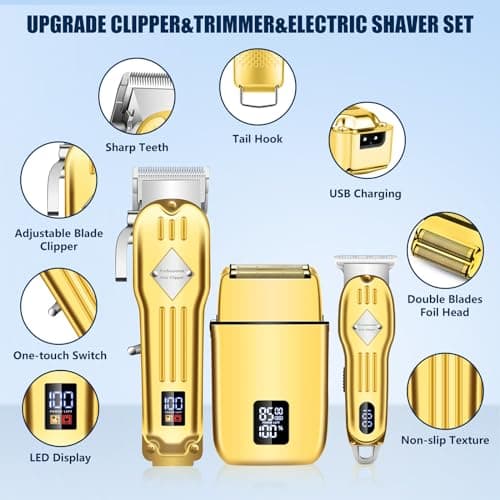 SUNNOW Hair Clippers Professional Cordless for Men, Beard Trimmer Hair Trimmer Electric Foil Shavers Razor Kit, Rechargeable Hair Cut Machines Men's Beard Grooming Kit for Home, Barber - Thumbnail 4