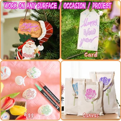 Caliart 12 Colors Outline Markers Shimmer Glitter Pens - Thumbnail 6