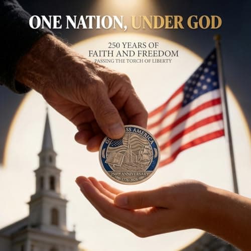 3PCS USA 250th Anniversary Commemorative Coin Religious Christian Faith-Based Gifts (1776-2026) God Bless America Patriotic Challenge Coin, Features Mayflower Compact & Declaration of Independence - Thumbnail 2