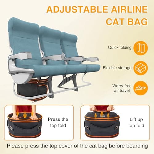 Airline Approved Cat Carrier 17" x 12.5" x 9", Fully Removable with Thick Double-Sided Padding, Breathable & Portable for Cats, Rabbits, Hamsters Under 12 lbs - Thumbnail 4