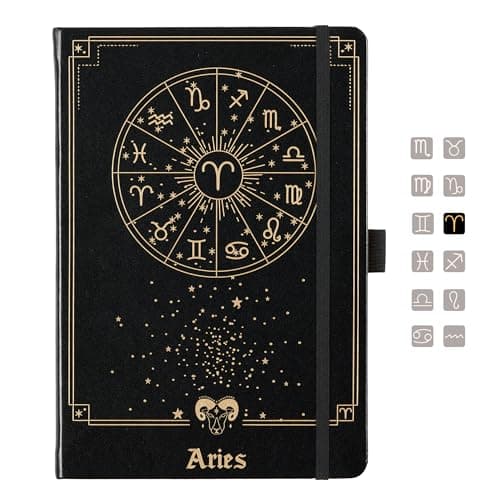 AuroPlanner Aries Zodiac Undated Planner – Monthly Weekly Daily Astrology Portable Journal Notebook, A5 (5.8” × 8.3”), 160 Pages 4-Month Layout, 100 GSM Paper