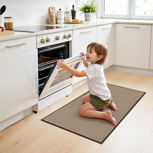Ileading Non Slip Kitchen Rug, Waterproof Anti Fatigue Cushioned Floor Mat for Kitchen, Durable Entryway Doormat, Dirt Resistant Small Runner Rug with Rubber Backing 23"x35.5" - Thumbnail 6