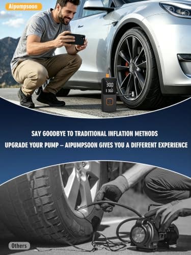 Aipumpsoon Tire Inflator Portable Air Compressor, Fast Inflation with Auto Off, Portable Bike Pump with Gauge, Air Pump for Car Tires, Bike, Motocrycle, Balls - Thumbnail 4