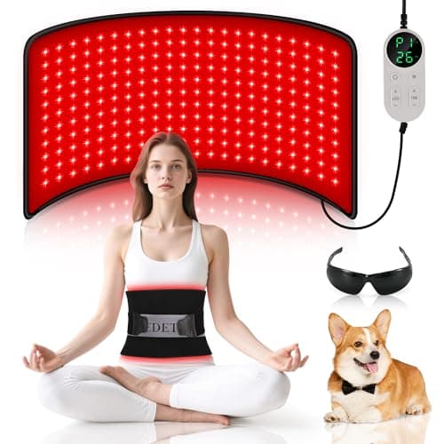 Pedete Red Light Panel for Body, 24’’×12’’ Large Infrared Light Pad with Timer Remote Control, 660nm 850nm Home Office Daily Use on Back Shoulder Knee Leg & Pets (with Elastic Strap) - Image 1