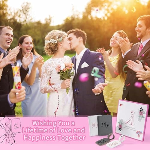 Casmonal Bridal Shower Gifts for Bride, Mr and Mrs Luggage Tags Passport Holders Set, Newlyweds Wedding Gifts for Couples 2026, Cute Engagement Gift Ideas for Travel - Thumbnail 5