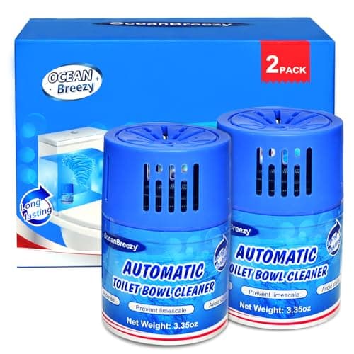 OceanBreezy Automatic Toilet Bowl Cleaner Bottles, 2 Pack In-Tank Toilet Cleaner for Stain Build-Up Prevention, Blue Long-Lasting Toilet Tank Cleaner, Septic Safe, Fresh Scent, Up to 3 Months Each