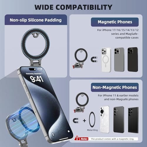 BRDRC Action 5 Pro Magnetic Stand Base, Quick Release Adapter Aluminum Alloy 360° Adjustable Mount for Osmo 360/4/3 Accessories, for MagSafe Phone Stand Desktop Holder with 1/4” Screw Hole - Thumbnail 4