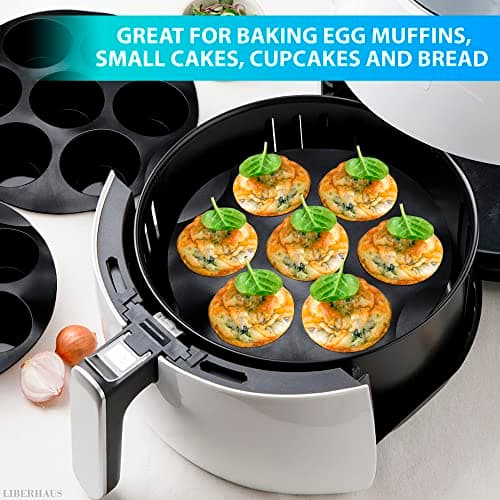 Air Fryer Muffin Pan (7 Cups) – 6.9" Round Egg Bites Silicone Mold Compatible with 3.5–5.8l Fryers, Heat Resistant & Dishwasher Safe – Nonstick Silicone Muffin Pan for Muffins, Egg Bites & Easy Snacks - Thumbnail 5