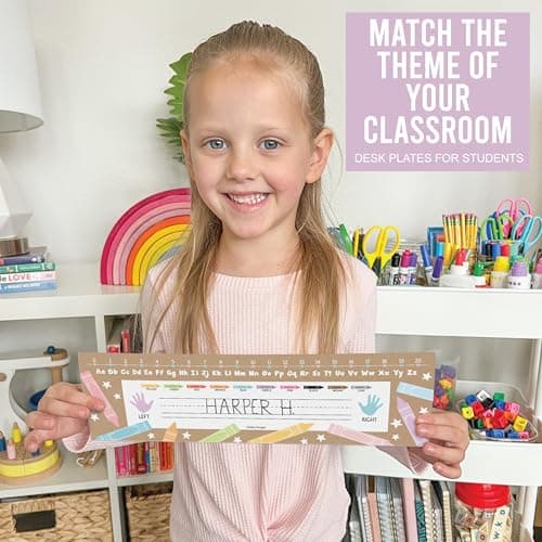 Hadley Designs Desk Name Tags for Classroom –36 Student Name Tags for Desks, 14.5x4.5 Name Plates for Classroom Decor, Teacher Supplies Kraft Nametags, 1st-3rd Grade Kindergarten Preschool Must Haves - Thumbnail 5