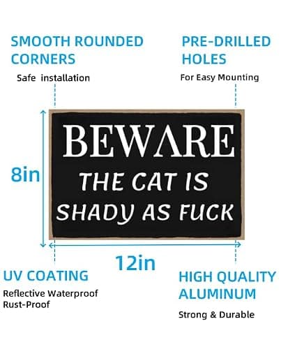 Carastora Vintage Animal Warning Sign – Funny Metal Sign for Pet Owners – Cat Suspicious, Dog Loud Wall Art for Home Fence or Farmhouse, 8x12 Inch - Thumbnail 6