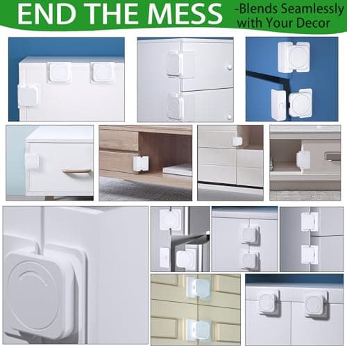 Bstsilver Corner & Flat Drawer Locks Baby Proofing, Refrigerator Lock Child Safety for Filing Cabinets Door Edges Oven Cupboard Kitchen Room, Fridge Latches Petproof for Toddler Cat, Upgarde Adhesive - Thumbnail 5