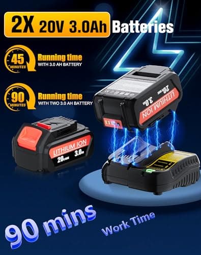 Leaf Blower Cordless with Battery and Charger, 500CFM, 6 Speed Modes, Electric Leaf Blower Compatible with Dewalt 20V Battery & Tools, Blowers for Lawn Care, Snow, Dust, Blowing Leaves - Thumbnail 4