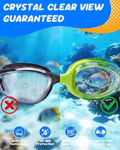 Aegend Swim Goggles for Kids Age 3-8 (Blue & Green) - Thumbnail 3