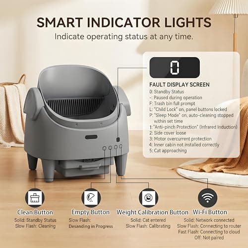 Automatic Cat Litter Box, Self-Cleaning Litter Box with Open-Top Design, 15-Layer Safety Protection System & Smart App Control, Electric Cat Litter Box with Adjustable Entry Height & Odor Control - Thumbnail 5