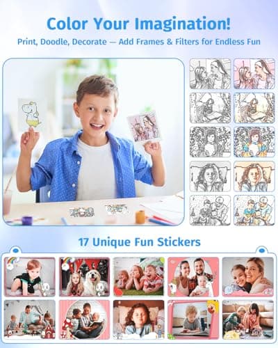 Instant Camera, Dual-Lens Kids Camera Instant Print for Boys Girls Christmas Birthday Gifts, 1080P Digital Cameras for Kids Teens with Print Paper, 32GB Card, Toddle Toy for Age 4-12 Years(Blue) - Thumbnail 6
