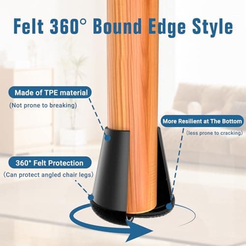 Nxoizam Chair Leg Floor Protectors Medium 24PCS,Silicone Chair Leg Protectors for Hardwood Floors Round Chair Leg Caps/Covers Prevent Scratches Reduce Noise.Black (Fit:15/16~1-2/16) - Thumbnail 4