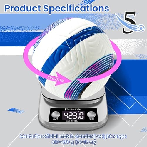 ZWAW Official Match Soccer Ball Size 5 – Waterproof PU Leather, Includes Pump & Needles, Mesh Storage Bag for Easy Carry - Thumbnail 5