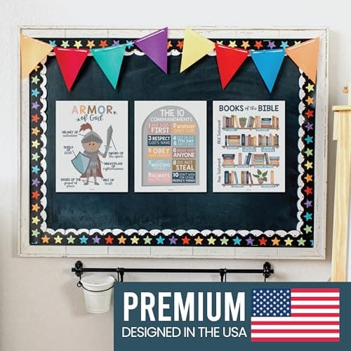Hadley Designs Sunday School Decorations for Classroom – 9 Bible Posters for Kids, 11x14in Books of the Bible Poster, 10 Commandments, Fruits of the Spirit & More – Boho Christian Classroom Decor - Thumbnail 3