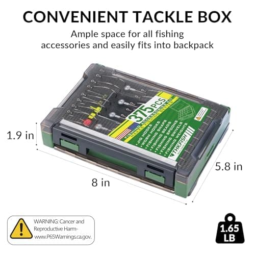 THKFISH 375pcs Fishing Accessories Kit, Double sided Organized Fishing Tackle Box with Tackle Included Hooks, Weights Sinkers, Bass Fishing Gear Gifts - Thumbnail 6