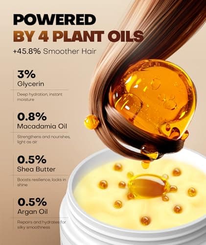 Collagen Hair Mask for Deep Conditioning, Keratin Hair Treatment with 4 Hydrolyzed Proteins, Moroccan & Avocado Oils Conditioner for Nourish, Calendula Gentian Extracts Care Dry & Damaged Hair 8.45 OZ - Thumbnail 4