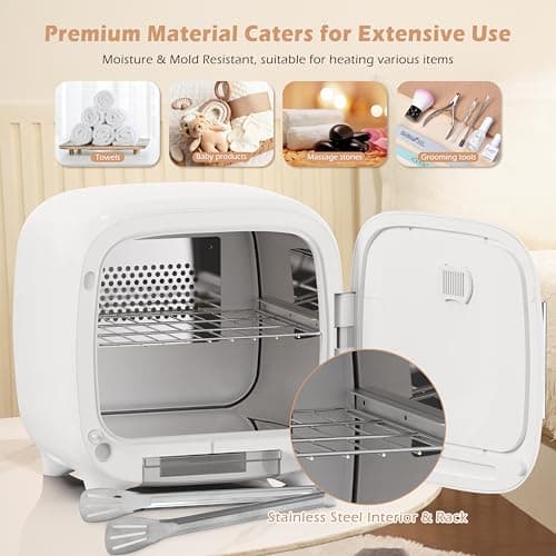 Keenray Hot Towel Warmer Cabinet, Professional Spa Towel Warmer with Digital Screen, Adjustable Timer and Delay, Customized Fragrance, Heat Dry & Wet Towels for Spa, Salon, Home 14 L Snow White - Thumbnail 5
