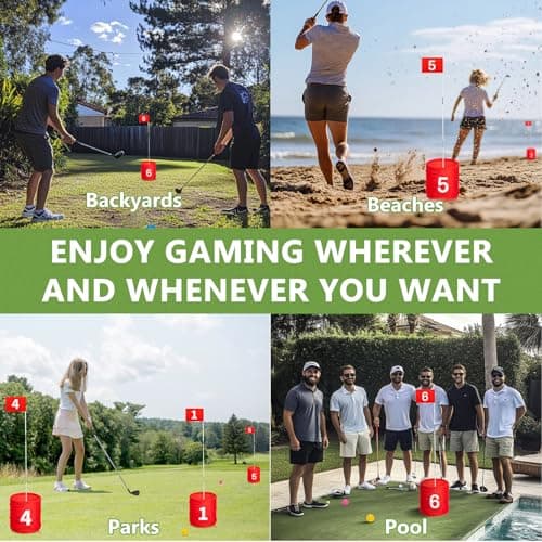 SJEhome 6 Hole Backyard Game Golf for Adults Outdoor Indoor Practice Gifts for Yard, Lawn, Park, Yard, Beach - Thumbnail 4