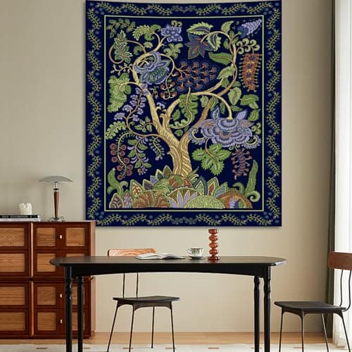 Apdidl Green Boho Hippie Tapestry for Bedroom Aesthetic, Indian Tree of Life Tapestries Wall Hanging, Bohemian Vintage Cool Wall Art Backdrop for Dorm Living Rome Decor (51"X60") - Thumbnail 2