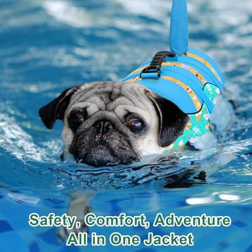 Fragralley Shark Fin Dog Life Jacket High Buoyancy, Adjustable Dog Life Vest with Quick Release Buckles & Rescue Handle for Swimming Boating, Small Medium Large Dogs - Thumbnail 3