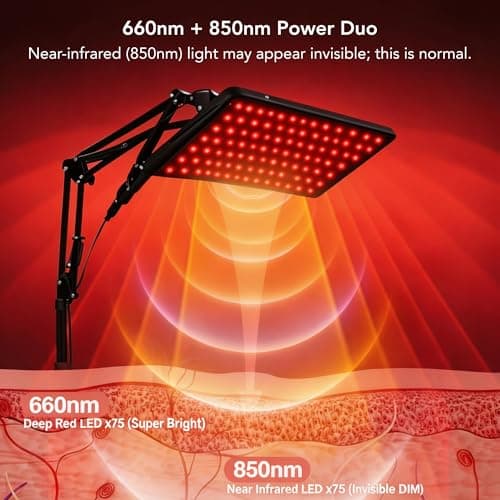 Red Light Therapy Device for Face & Body | Red Infrared Light Therapy Lamp with Stand Led 660nm Red Light-Therapy& 850nm Infrared Light Device - Thumbnail 5
