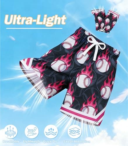 Cozople Boys Baseball Shorts Size 8 Kids Athletic Shorts Black Quick Dry Durable Active Shorts for Playing Basketball - Thumbnail 4