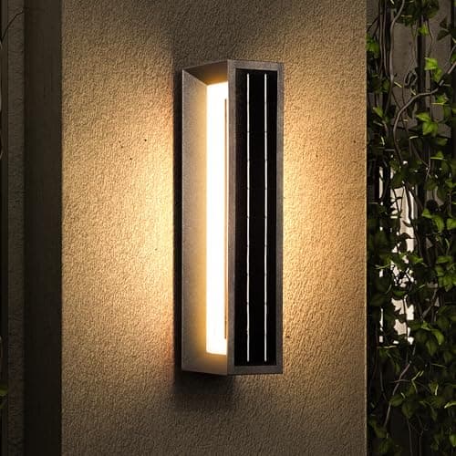 PAKEDANDUN Solar Exterior Lighting Fixtures, 20.5" Waterproof Front Porch Light, 3000K LED Outdoor Sconce Lights, Modern Outdoor Wall Sconces, Extra Large Wall Lantern for House Garage Doorway Patio