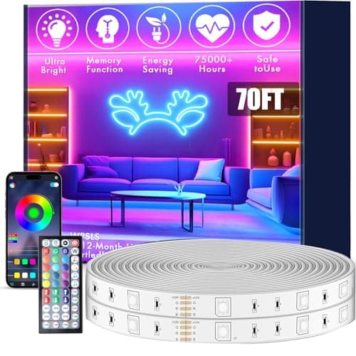 roperry 70FT Outdoor LED Strip Lights,IP68 RGB LED Lights with Remote and APP Control, Outdoor Strip Lights for Pool, Balcony, Roof, Garden, Stairs (1 Roll)