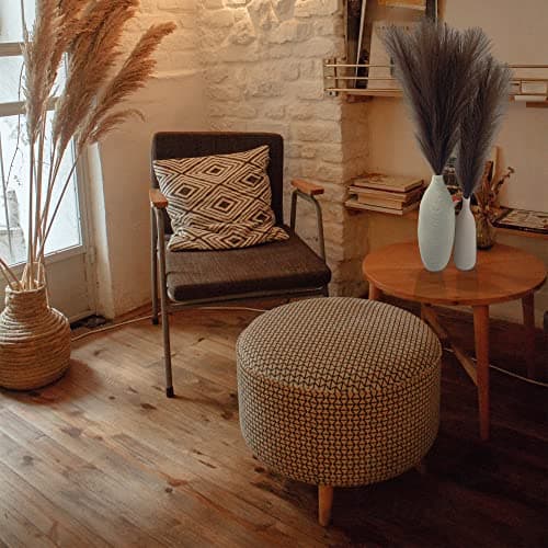 Faux Pampas Grass Small, 17" Dark Brown Artificial Pampas Grass Fluffy 3 Pcs pompous Grass Flower Arrangement and Vase Filler for Boho Home Wedding Decoration - Thumbnail 6