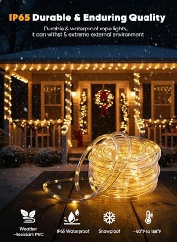 CVchancin Solar Rope Lights Outdoor Waterproof 72FT 200LED Solar String Lights Christmas Decorations Outside for Garden Patio Yard Trees Path Fence IP65 Solar Powered Tube Fairy Lighting Warm White - Thumbnail 2