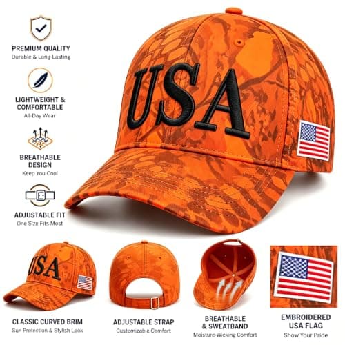 LELVK USA Hat American Flag Baseball Cap Trucker Adjustable Breathable 4th of July Accessories for Men Women Gifts - Thumbnail 2