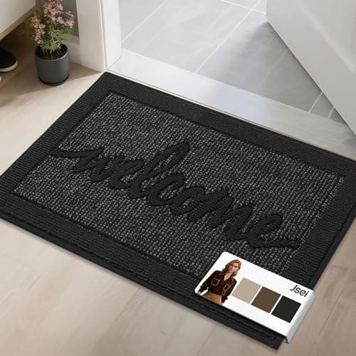 JSEI Door Mat 20"x 32",Absorbent Dirt Welcome Mat,Non-Slip Entryway Rugs Washable Indoor Entrance Mats,Low Profile Floor Mat for Entryway and Front Back Door,Black - Image 1