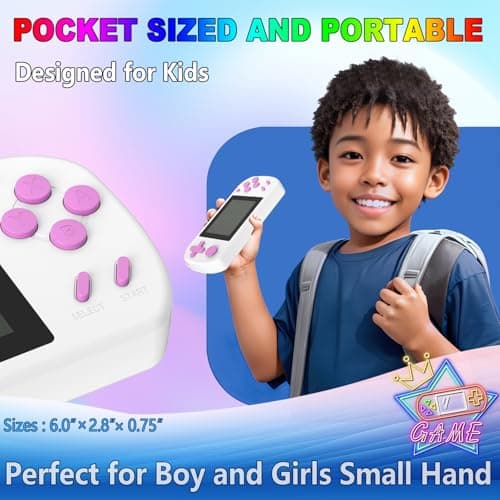 TEBIYOU Handheld Games for Kids Built-in 218 Video Games, Portable Kids Travel Toys for Ages 4-13 with Rechargeable Battery 3.0" HD Screen, Mini Gaming Player Birthday Gifts for Boys Girls (White) - Thumbnail 4