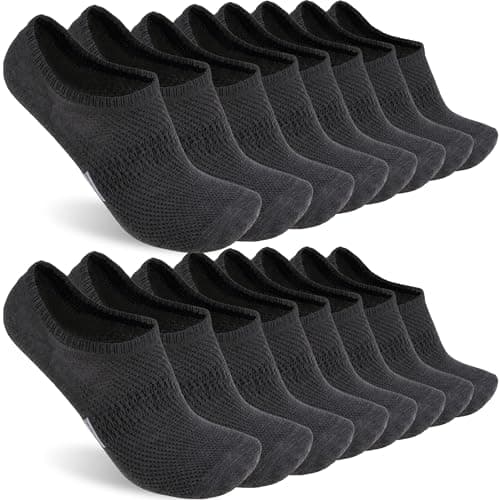 Sunew 8 Pairs No Show Socks for Womens Men Suitable for Matching with Sneakers, Canvas Shoes and Can Handle Various Scenarios Dark Grey Large - Image 1