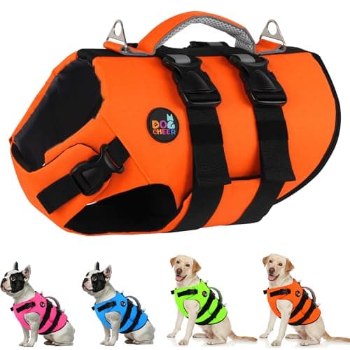 Dogcheer Dog Harness Life Jacket, High Buoyancy Neoprene Dog Life Vest for Swimming Boating, Adjustable Puppy Swim Vest Reflective Pet Float Vest for Small Medium Large Dogs - Orange, S - Image 1
