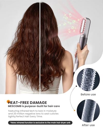 MESCOMB Infrared 6 in 1 Hot Air Styler Wrap - Dual Voltage Hair Dryer| Fast Drying & No Heat Damage, Professional Multi-Styler for Curling, Volumizing & Smooth Straightening (110V-240V) - Thumbnail 4