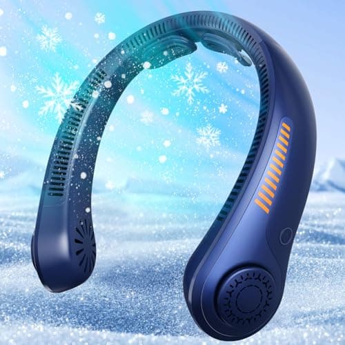 EYERZ Portable Neck Fan - Rechargeable Personal Fan with Neck Support, 5-Speed Quiet Lightweight Long Lasting Neck Fan, Fathers Day, Mothers Day Gifts, Full Surround Cooling for Travel, Hot Flashes