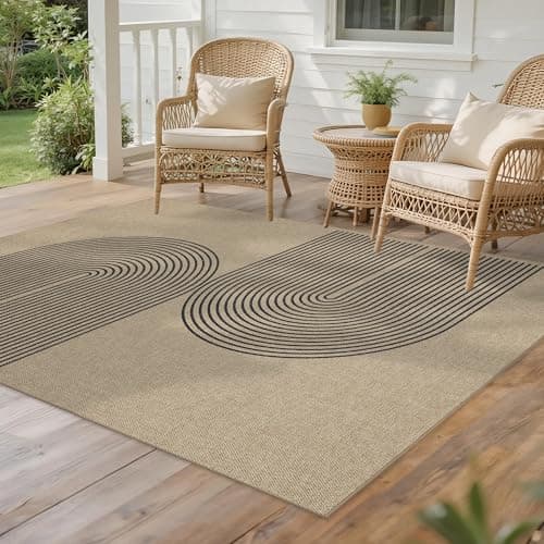 Arvenchy Easy Jute Rug 4x6: Indoor Outdoor Natural Boho Area Rugs for Living Room Patio Washable - Farmhouse Neutral Contemporary Carpet Mat for Entryway Bedroom Kitchen Backyard Sunroom Non Slip - Thumbnail 2