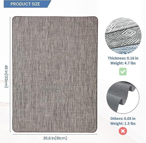 RccugmatS Chair Mat for Hardwood & Tile Floor, 36" x 48" Heavy Duty Office Chair Mat for Rolling Chairs, Anti Slip, Non-Curve, Floor Protector for Home Office, Heathered Gray - Thumbnail 2
