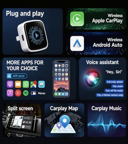 2-in-1 Wireless CarPlay Android Auto Adapter, Wired Car Only, Not BMW Tesla - Thumbnail 5
