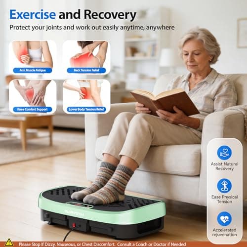 Glorygym Vibration Plate Exercise Machine - 120 Levels, 350lb Capacity, Quiet Motor with Remote Control for Home Fitness & Weight Loss - Thumbnail 6