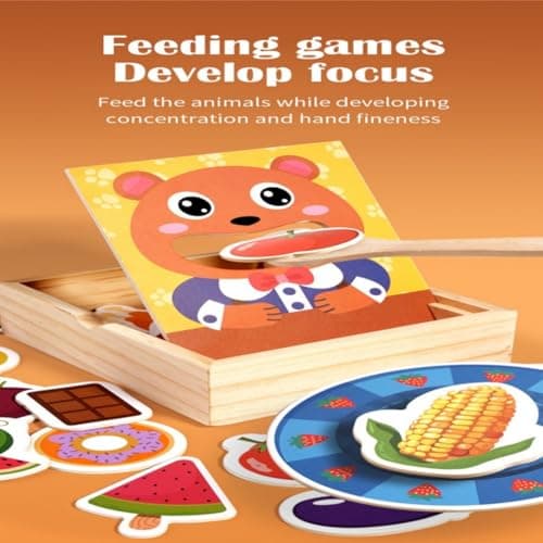 YECHISY Wooden Feeding Toy for Toddlers: Montessori Pretend Play Food Set for Kids Kitchen with 30 Various Foods, Bowl & Spoon, Preschool Learning Toys, Fine Motor Skills Gift for Kids Boys & Girls - Thumbnail 5