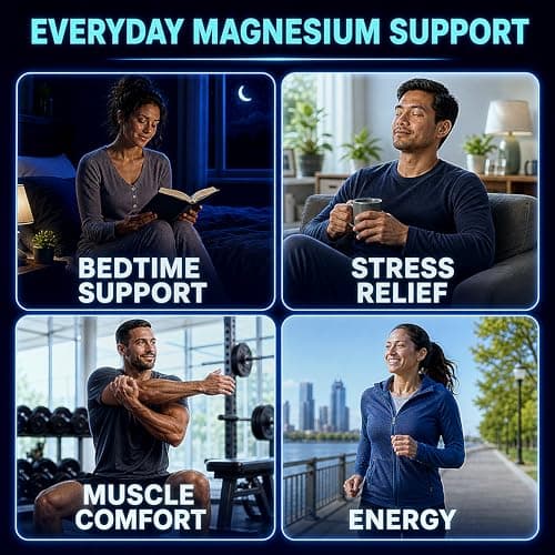 Magnesium Glycinate Gummies 500mg, Sugar-Free for Adults & Kids, Magnesium Gummies for Sleep, Stress & Muscle Relief, Supports Bone & Nerve Health, Vegan, Pectin-Based, 60 Count, Blueberry Flavor - Thumbnail 4